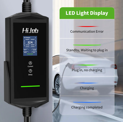 25FT Portable Level 2 EV Charger with 5-15 Adapter for Quick & Slow Charging