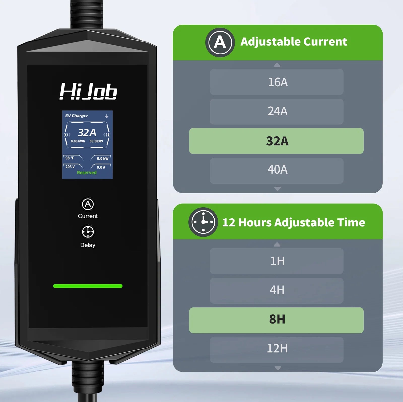 25FT Portable Level 2 EV Charger with 5-15 Adapter for Quick & Slow Charging